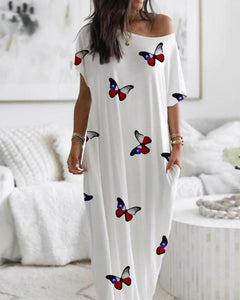 Butterfly Print Casual Dress